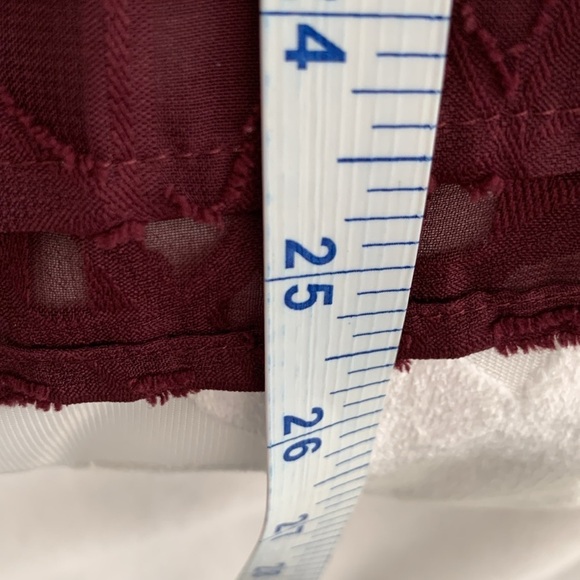 Chicos Sheer Dark Burgundy V-Neck Blouse w/3D Detailing.3/4 Sleeves. Size 2=12 - Picture 10 of 12